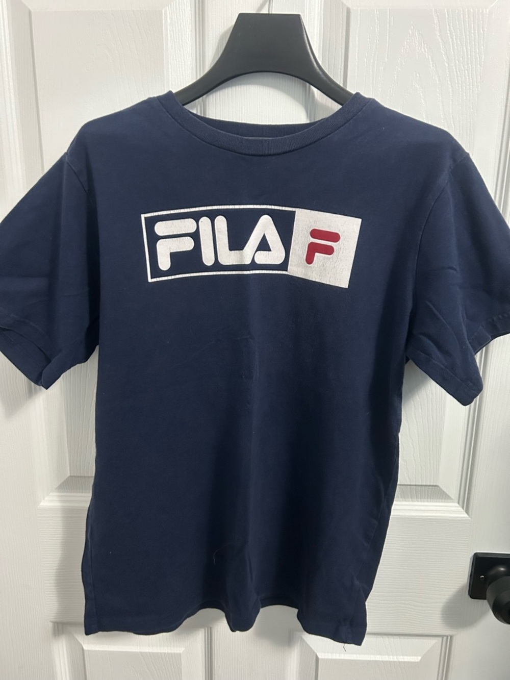 FILA unisex navy tee with red and white
